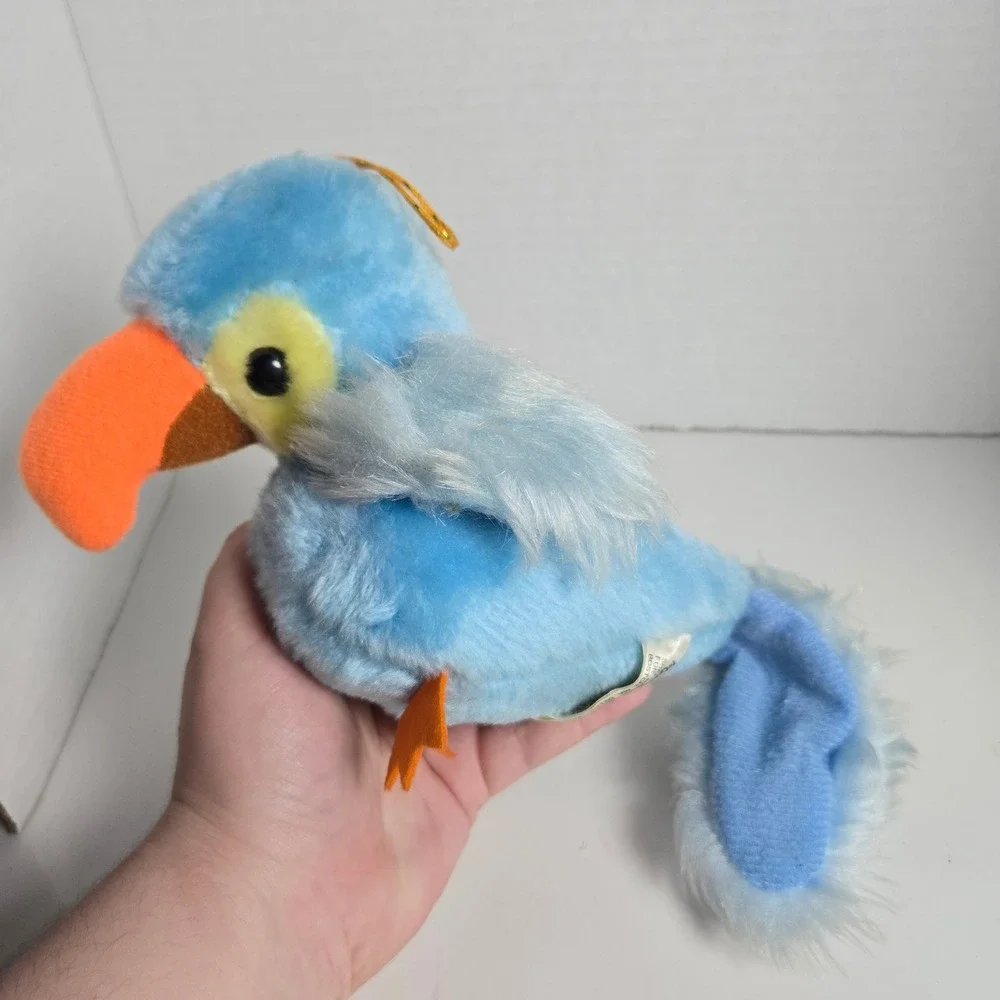 Nanco Vintage Plush Tropical Bird Parrot Blue Yellow Stuffed Animal